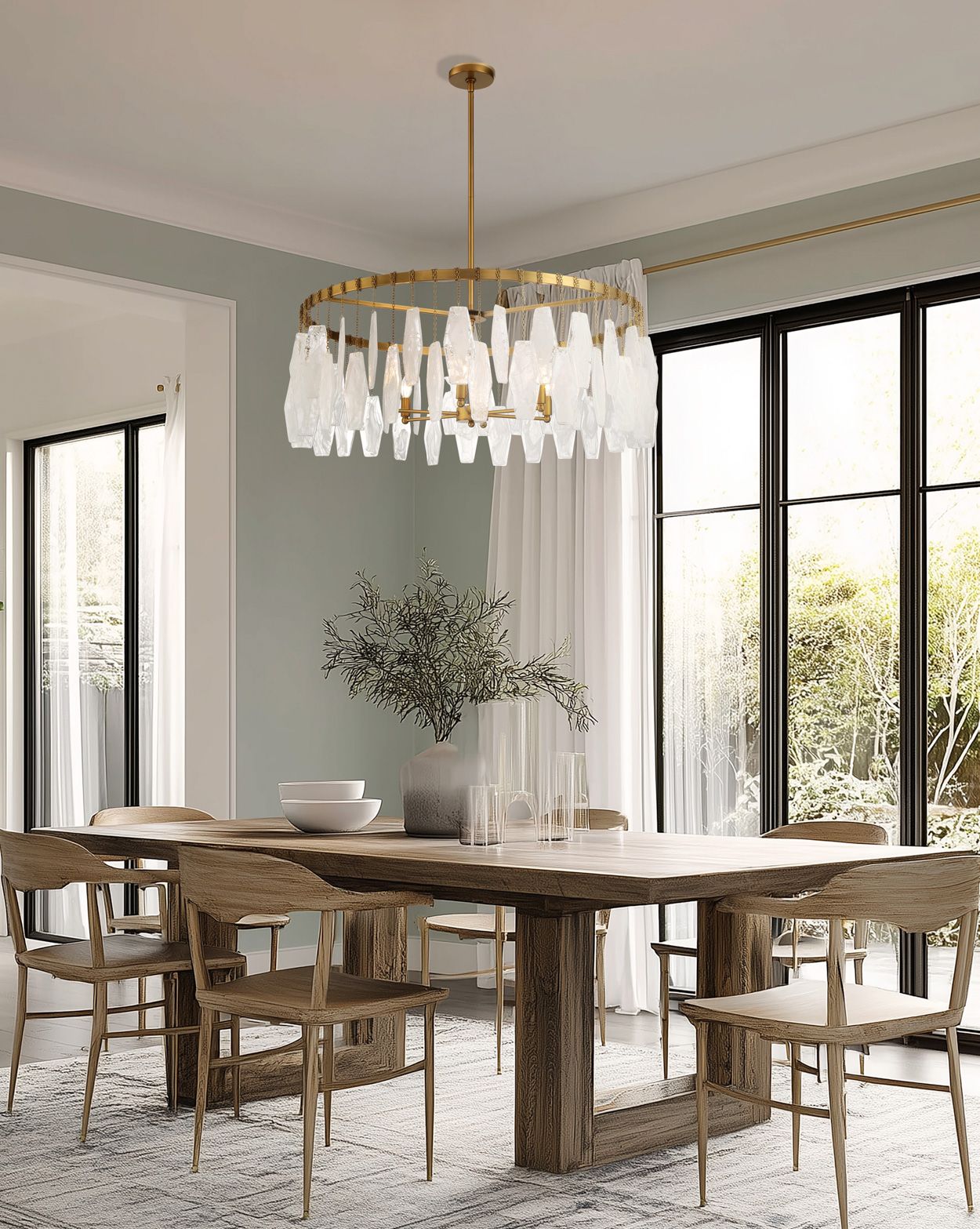 Image 4 Minka-Lavery Willow 6-Light 35.25-in Legacy Brass Pendant with Glass Shade more views