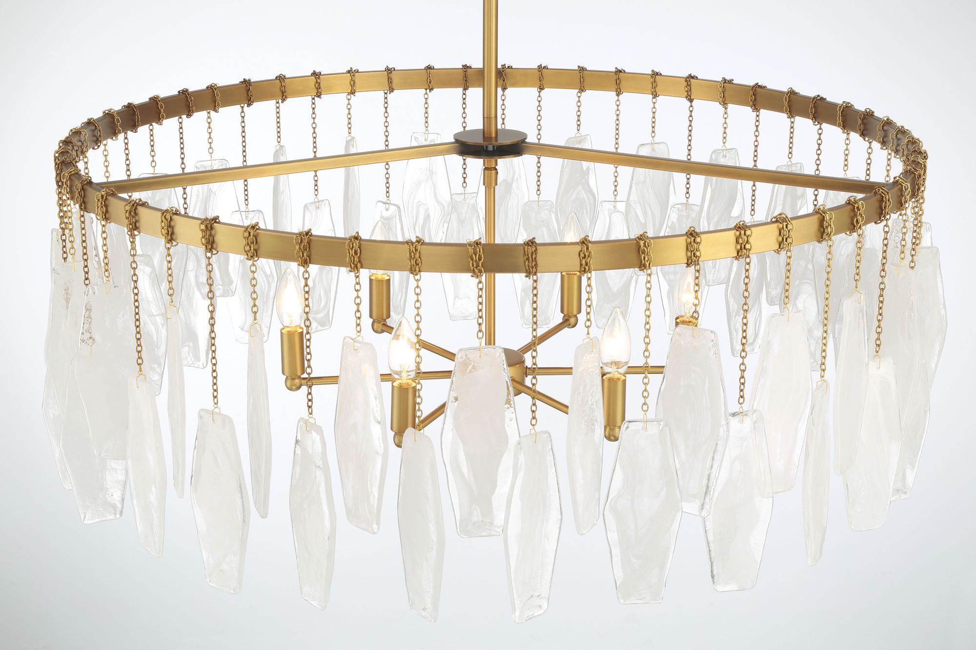 Minka-Lavery Willow 6-Light 35.25-in Legacy Brass Pendant with Glass Shade