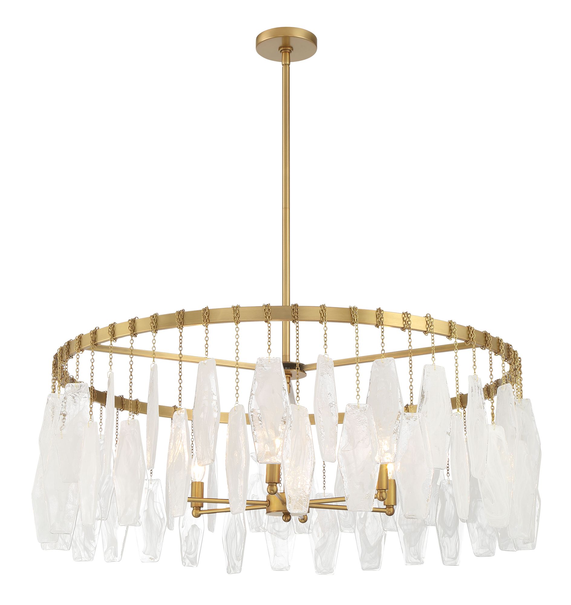 Minka-Lavery Willow 6-Light 35.25-in Legacy Brass Pendant with Glass Shade