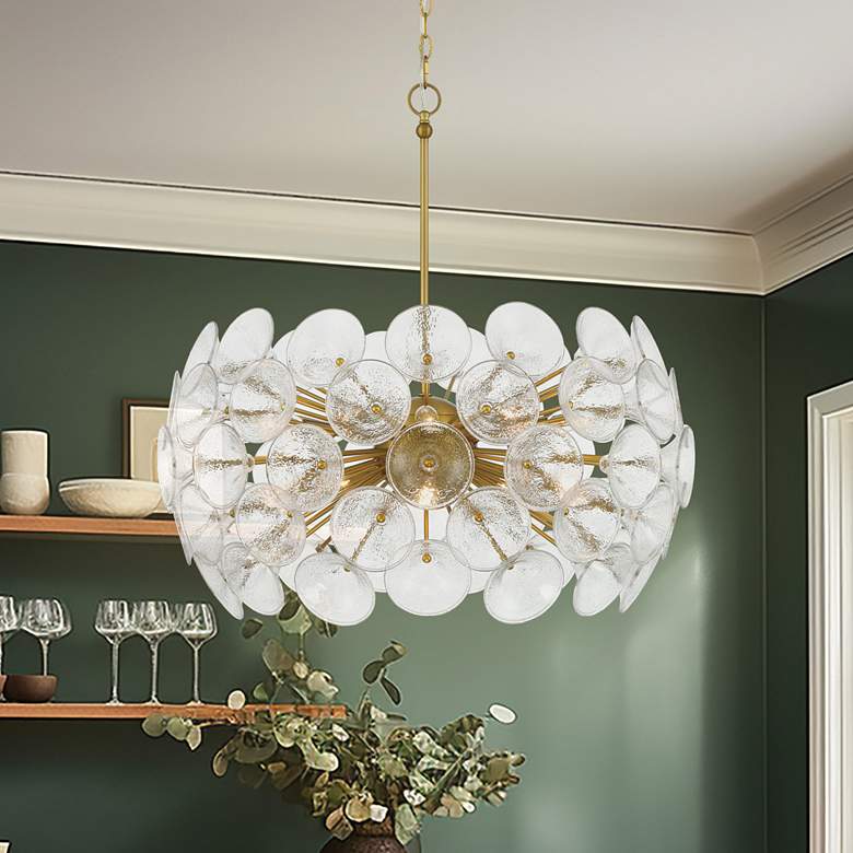 Image 1 Minka Lavery Winter 10-Light 30-in Soft Brass Chandelier with Glass Shades
