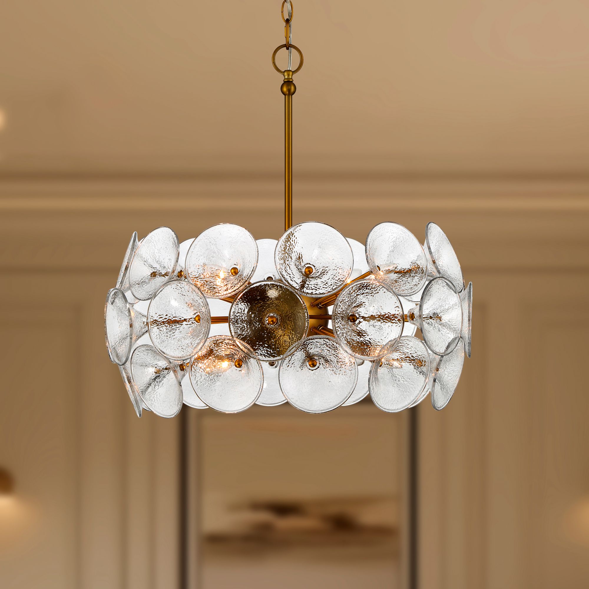 Image 7 Minka Lavery Winter 8-Light 22-in Soft Brass Chandelier with Glass Shades more views