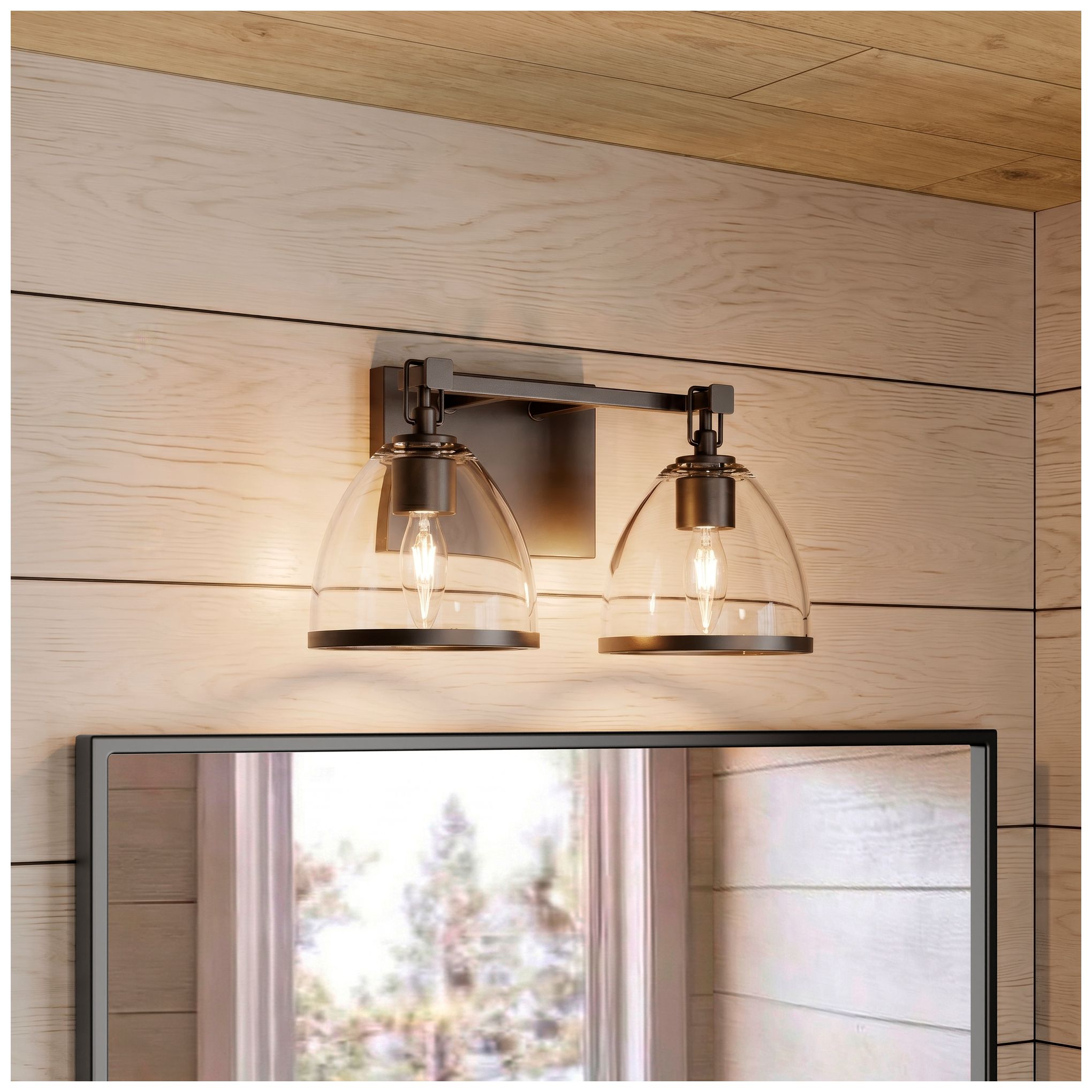 Thumbnail2 of Minka-Lavery Wynnfrost 2-Light Vanity - Rustic Gun Metal with Clear Glass more views