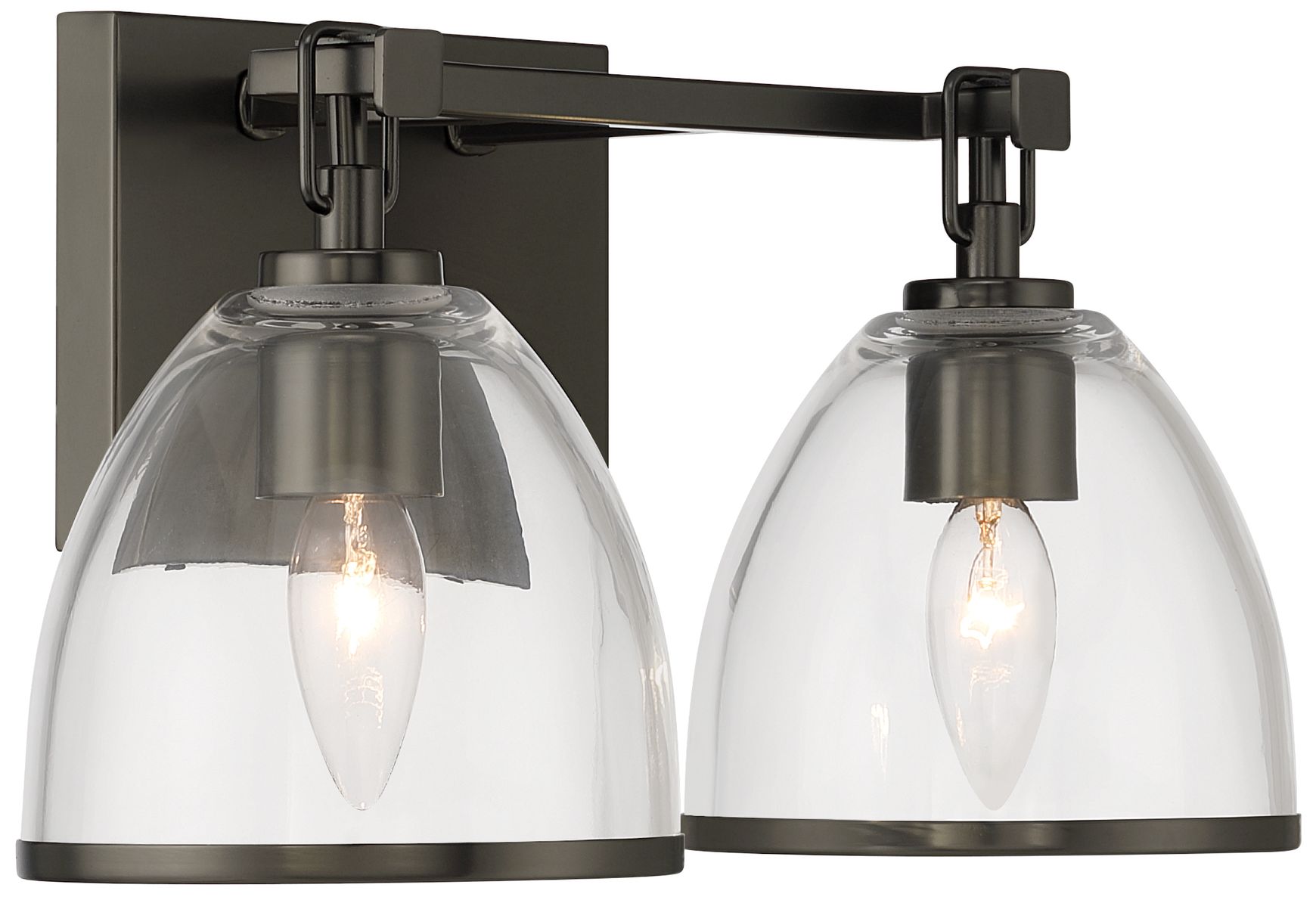 Minka-Lavery Wynnfrost 2-Light Vanity - Rustic Gun Metal with Clear Glass