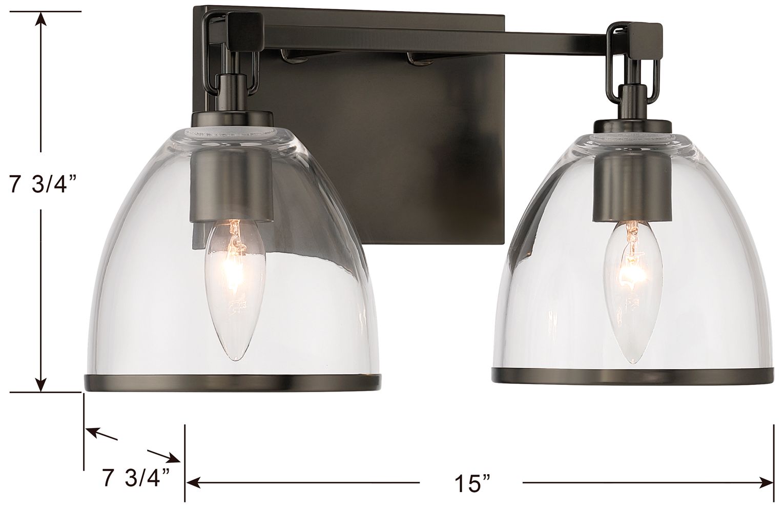 Minka-Lavery Wynnfrost 2-Light Vanity - Rustic Gun Metal with Clear Glass