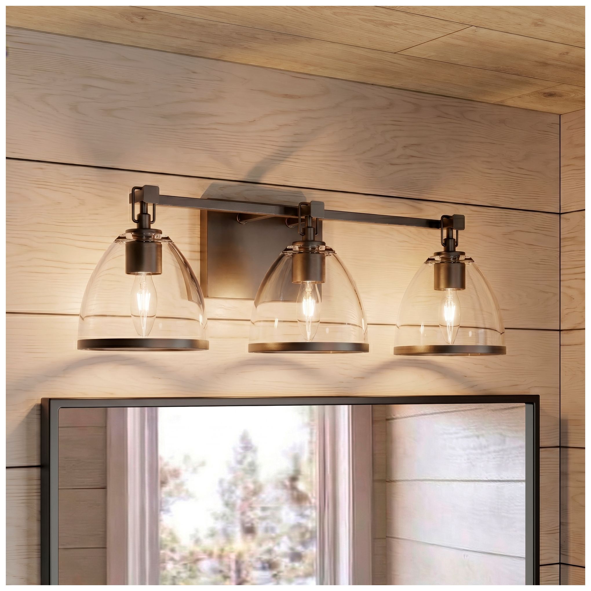 Image 2 Minka-Lavery Wynnfrost 3-Light 24-in Rustic Gun Metal Vanity with Shades more views