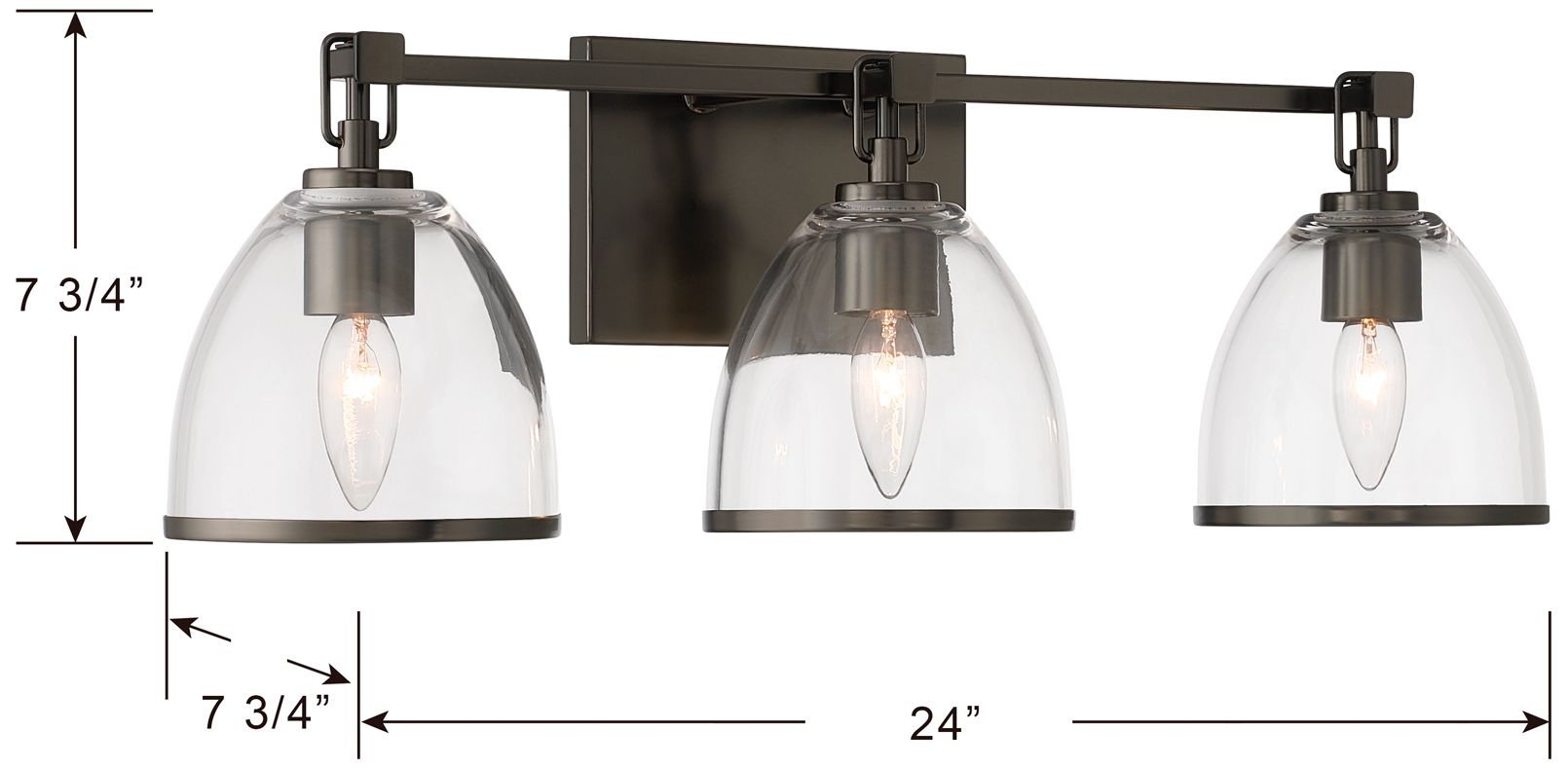 Image 6 Minka-Lavery Wynnfrost 3-Light 24-in Rustic Gun Metal Vanity with Shades more views