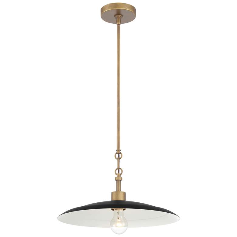 Image 1 Minka-Lavery York 1-Light 16-in Dark Matte Black and Brass Indoor Pendant