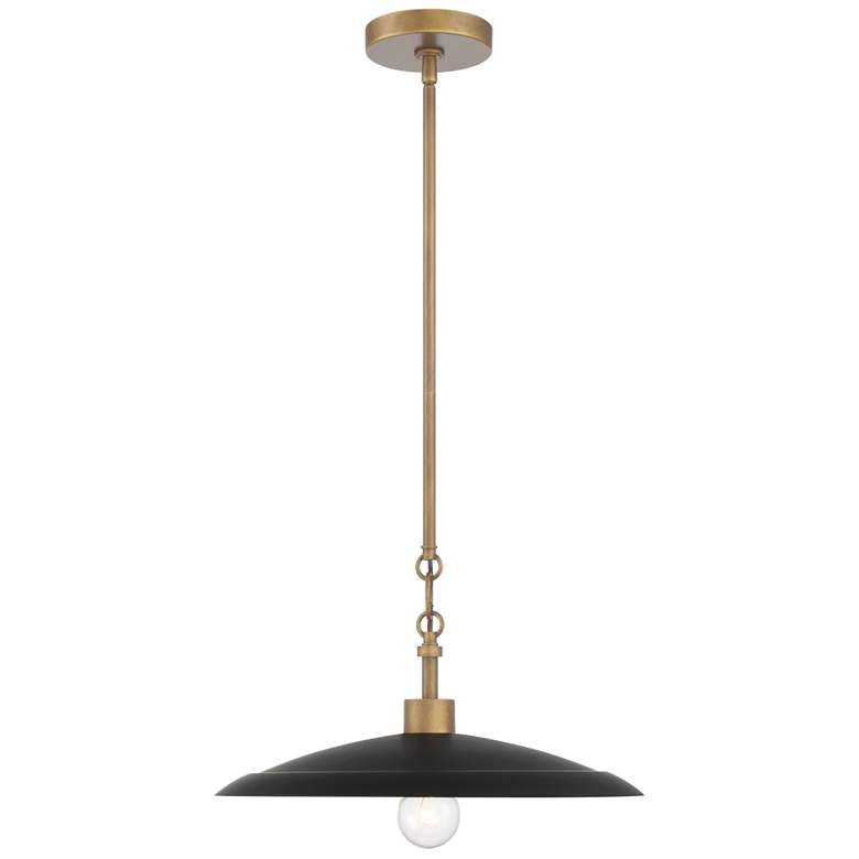 Image 2 Minka-Lavery York 1-Light 16-in Dark Matte Black and Brass Indoor Pendant more views