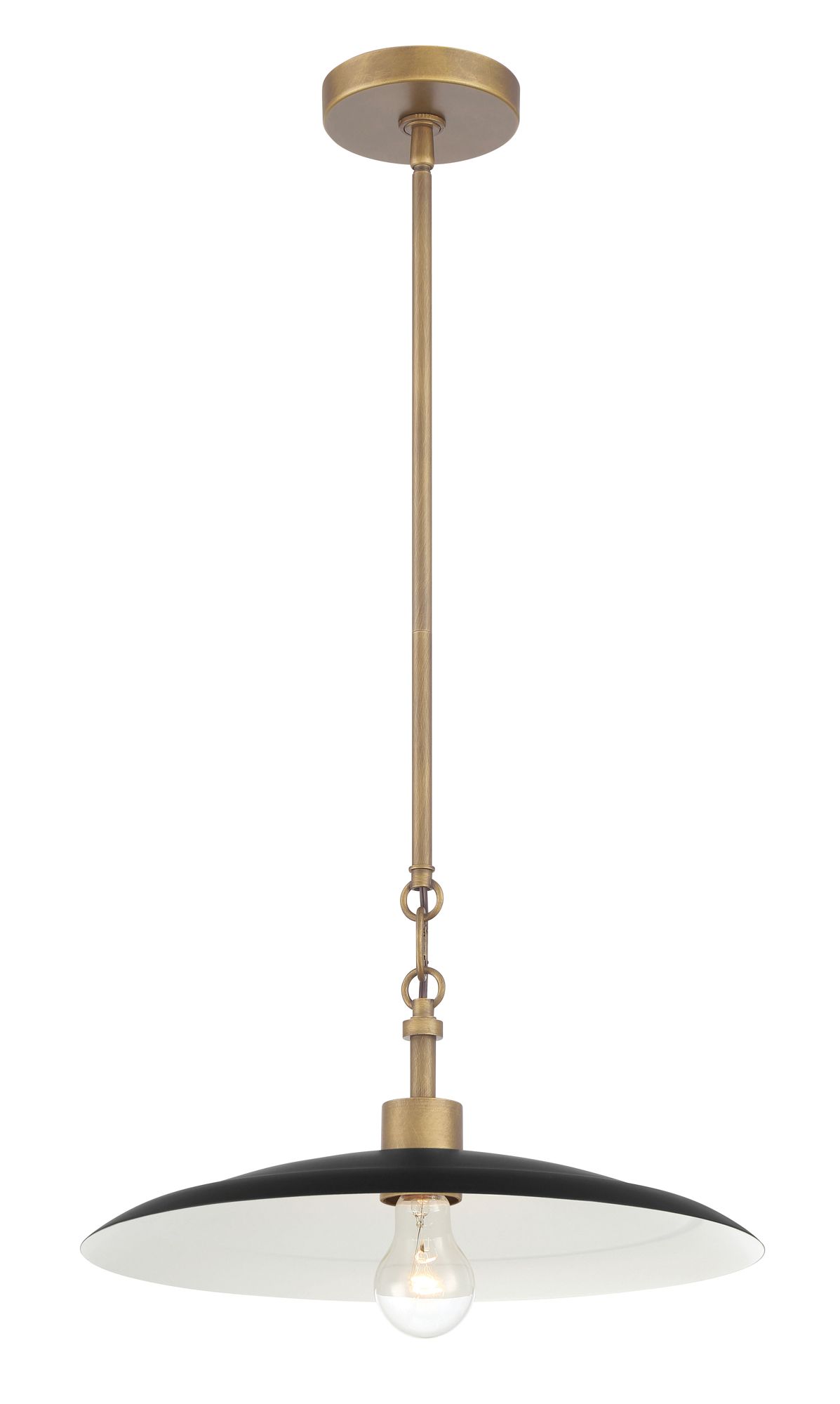Minka-Lavery York 1-Light 16-in Dark Matte Black and Brass Indoor Pendant