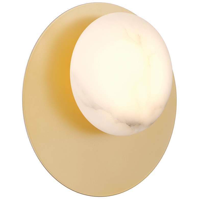 Image 1 Minka Lavery Zill 1-Light LED 10-in Gold Wall Sconce with Alabaster Shades