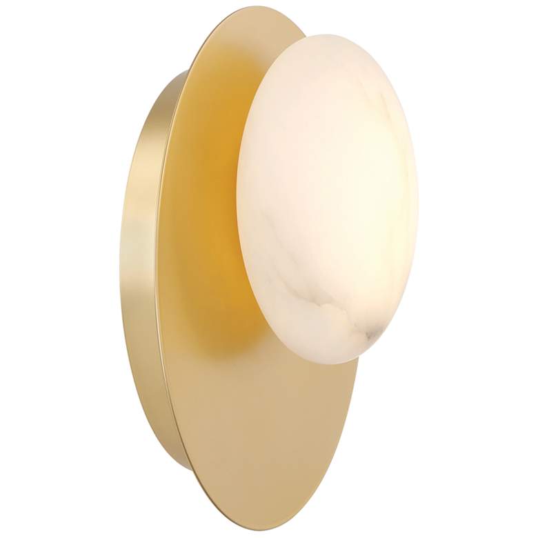 Image 3 Minka Lavery Zill 1-Light LED 10-in Gold Wall Sconce with Alabaster Shades more views