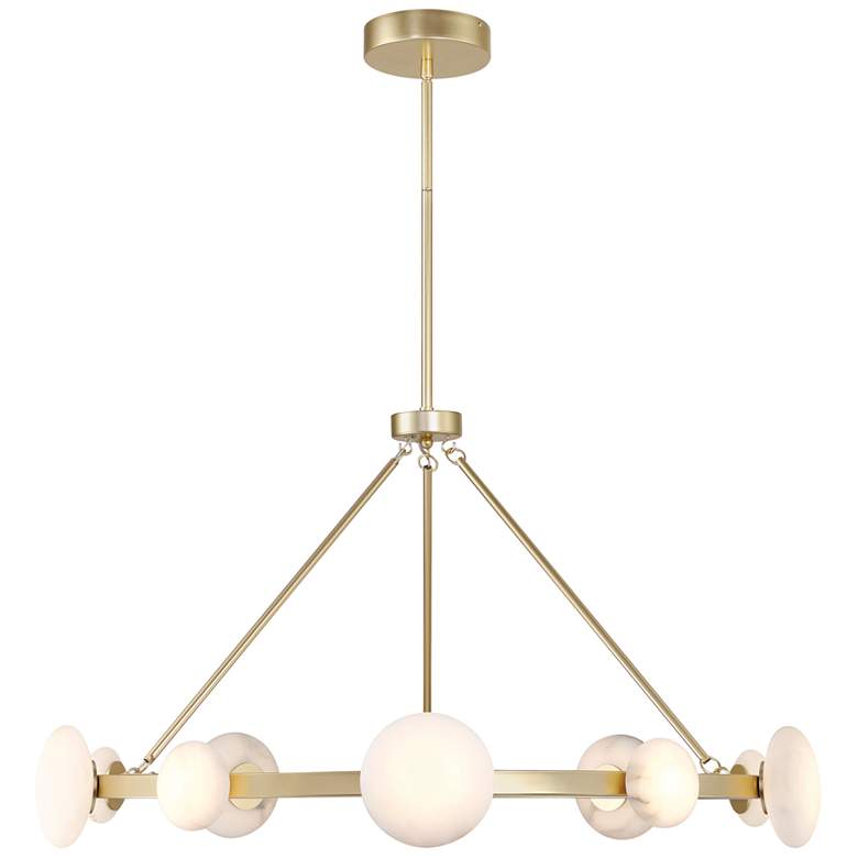 Image 2 Minka Lavery Zill 1-Light LED 42-in Gold Chandelier with Alabaster Shades more views