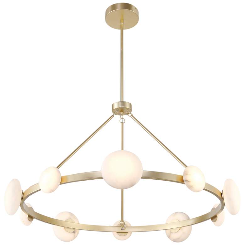 Image 3 Minka Lavery Zill 1-Light LED 42-in Gold Chandelier with Alabaster Shades more views