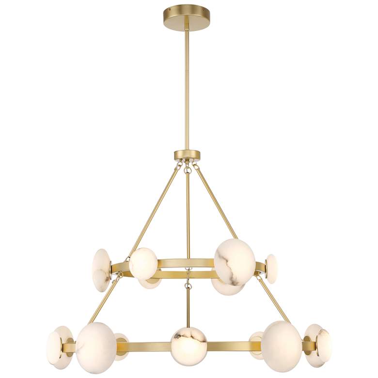 Image 3 Minka Lavery Zill 1-Light LED 42-in Gold Chandelier with Alabaster Shades more views