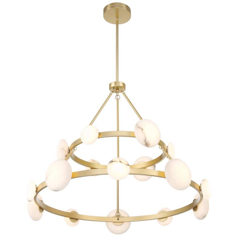 Image 4 Minka Lavery Zill 1-Light LED 42-in Gold Chandelier with Alabaster Shades more views