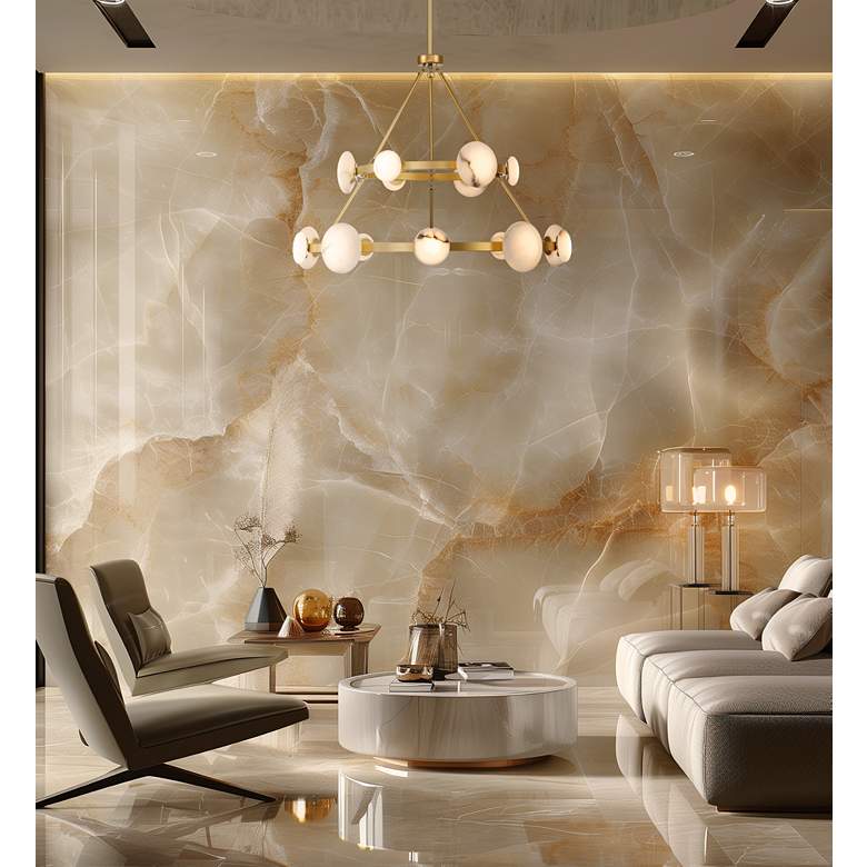 Image 7 Minka Lavery Zill 1-Light LED 42-in Gold Chandelier with Alabaster Shades more views