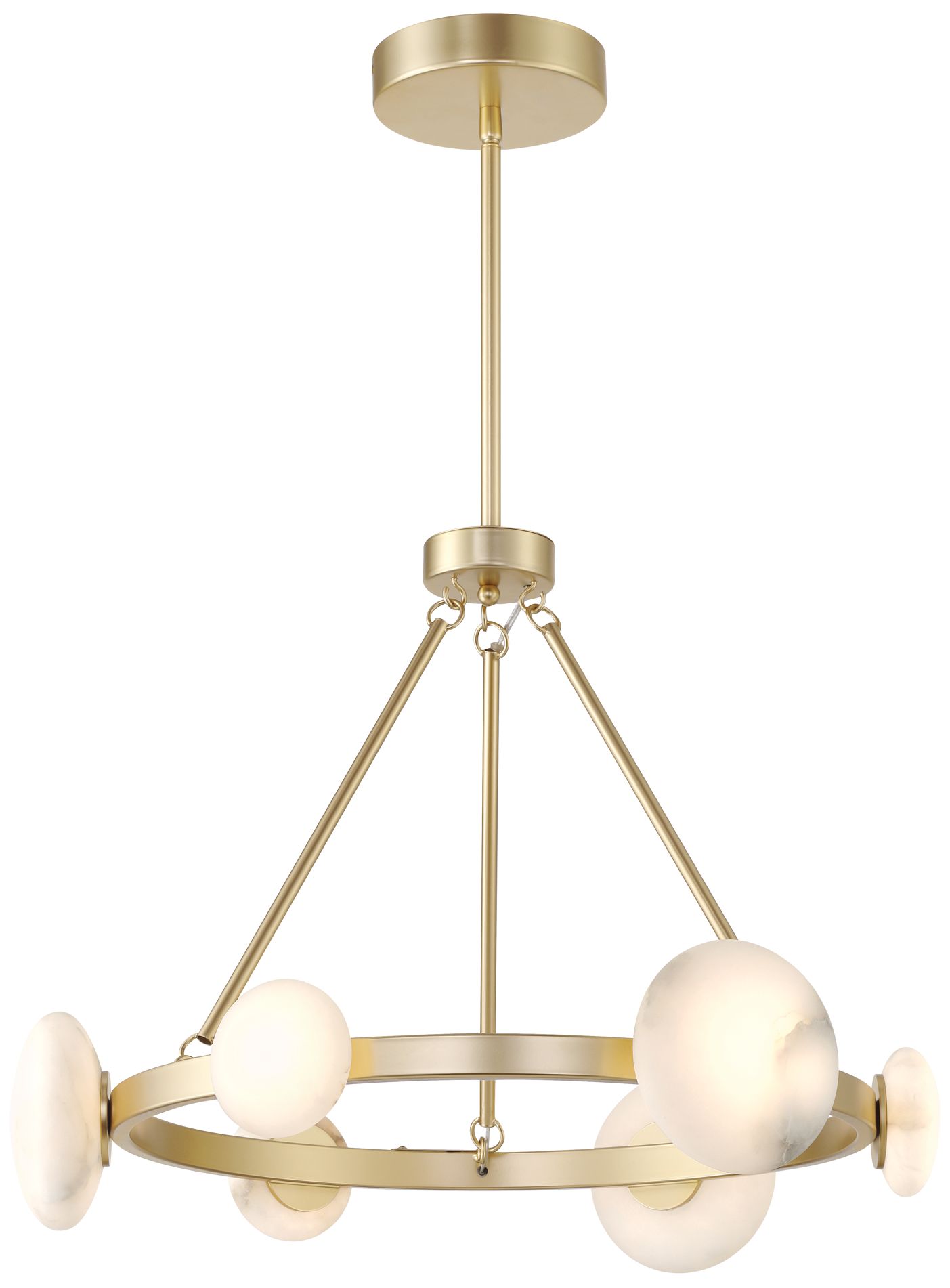 Minka Lavery Zill LED 27.69-in Gold Chandelier with Alabaster Shades