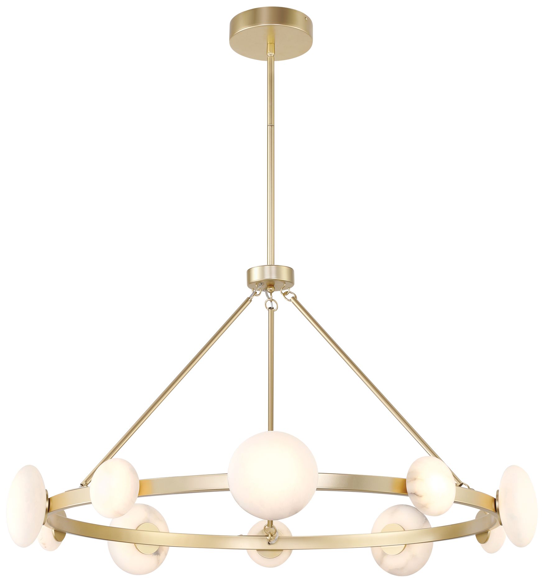 Minka Lavery Zill LED 42-in Gold Chandelier with Alabaster Shades
