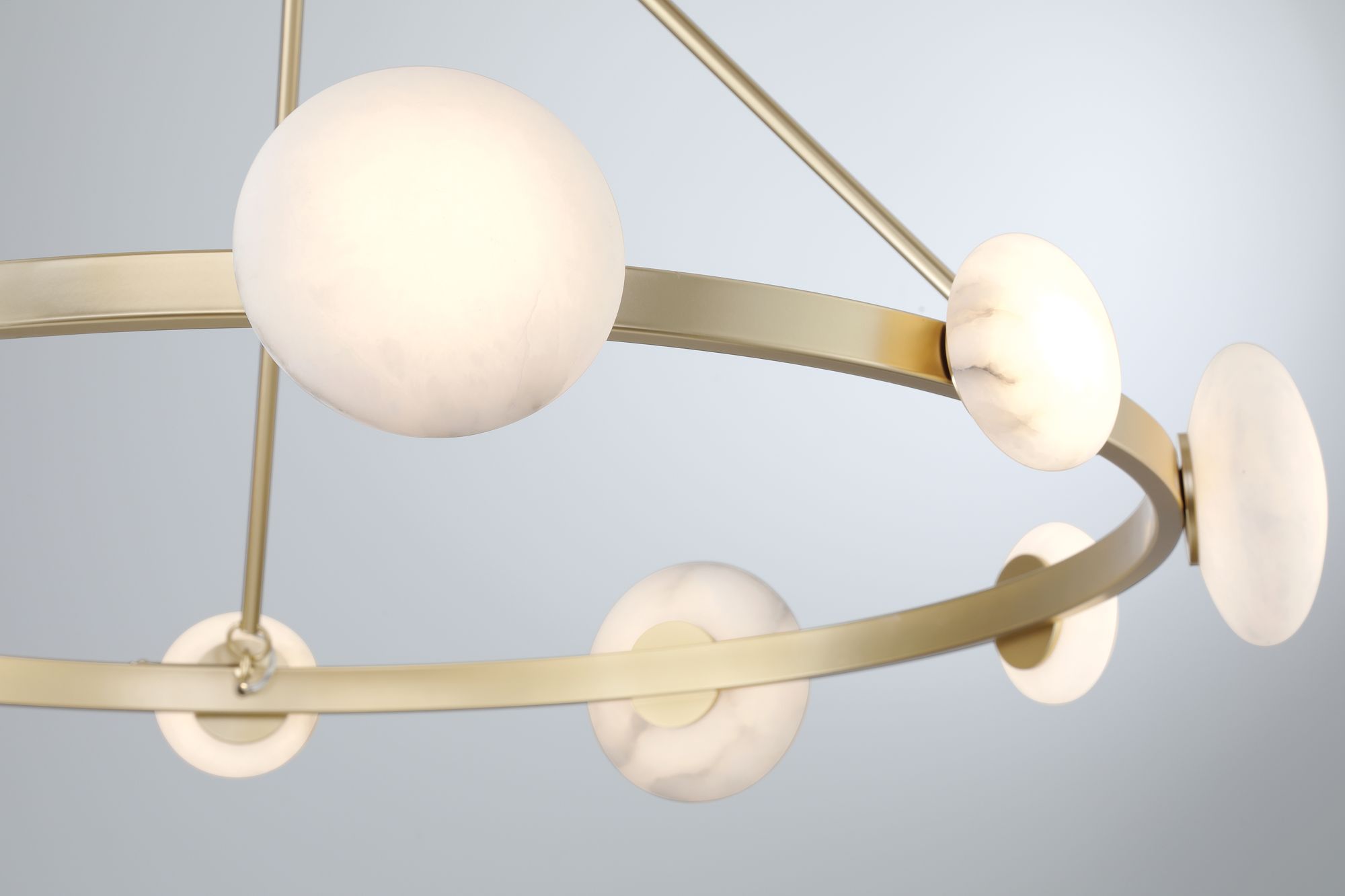 Image 5 Minka Lavery Zill LED 42-in Gold Chandelier with Alabaster Shades more views