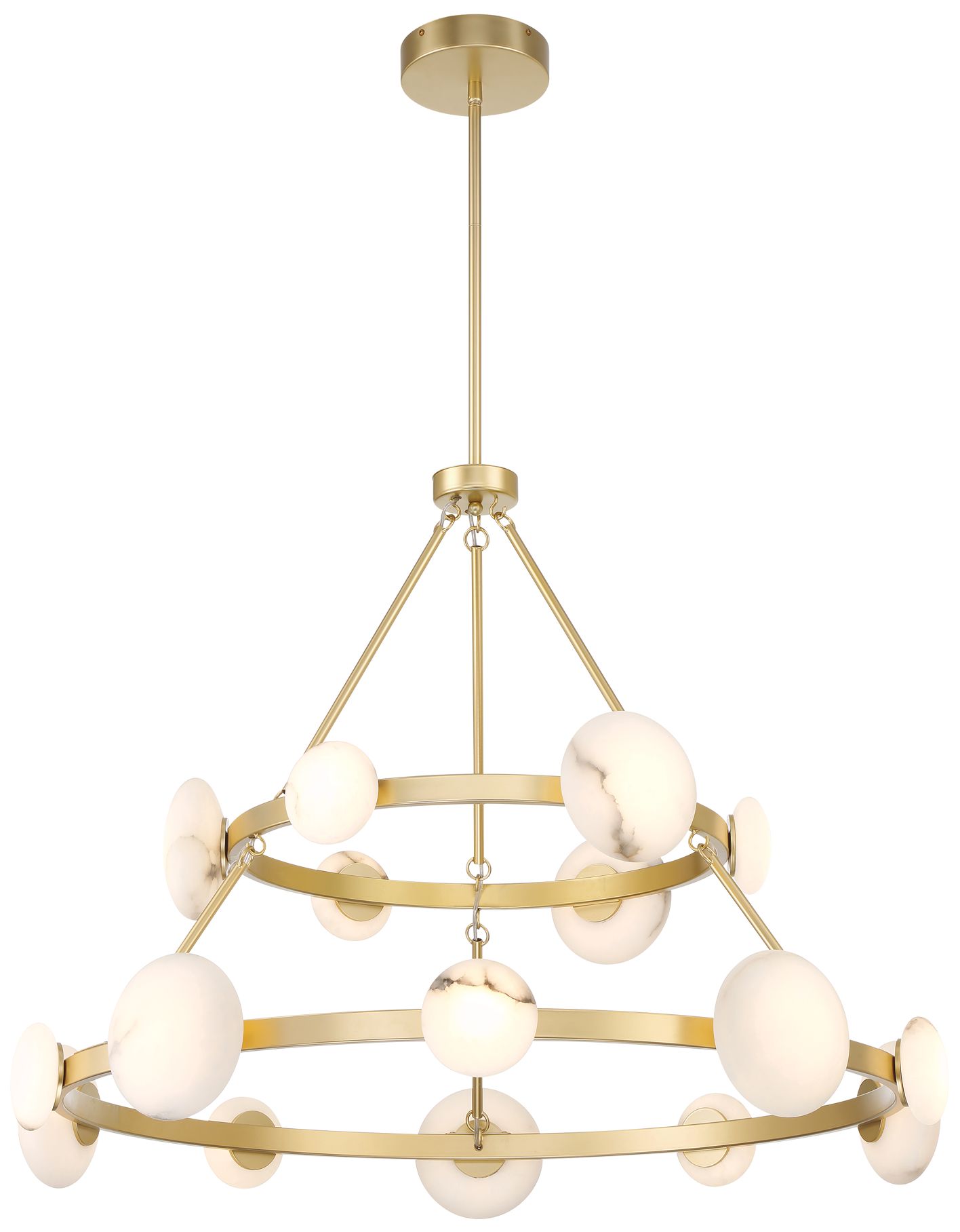 Image 2 Minka Lavery Zill LED 42-in Gold Chandelier with Alabaster Shades