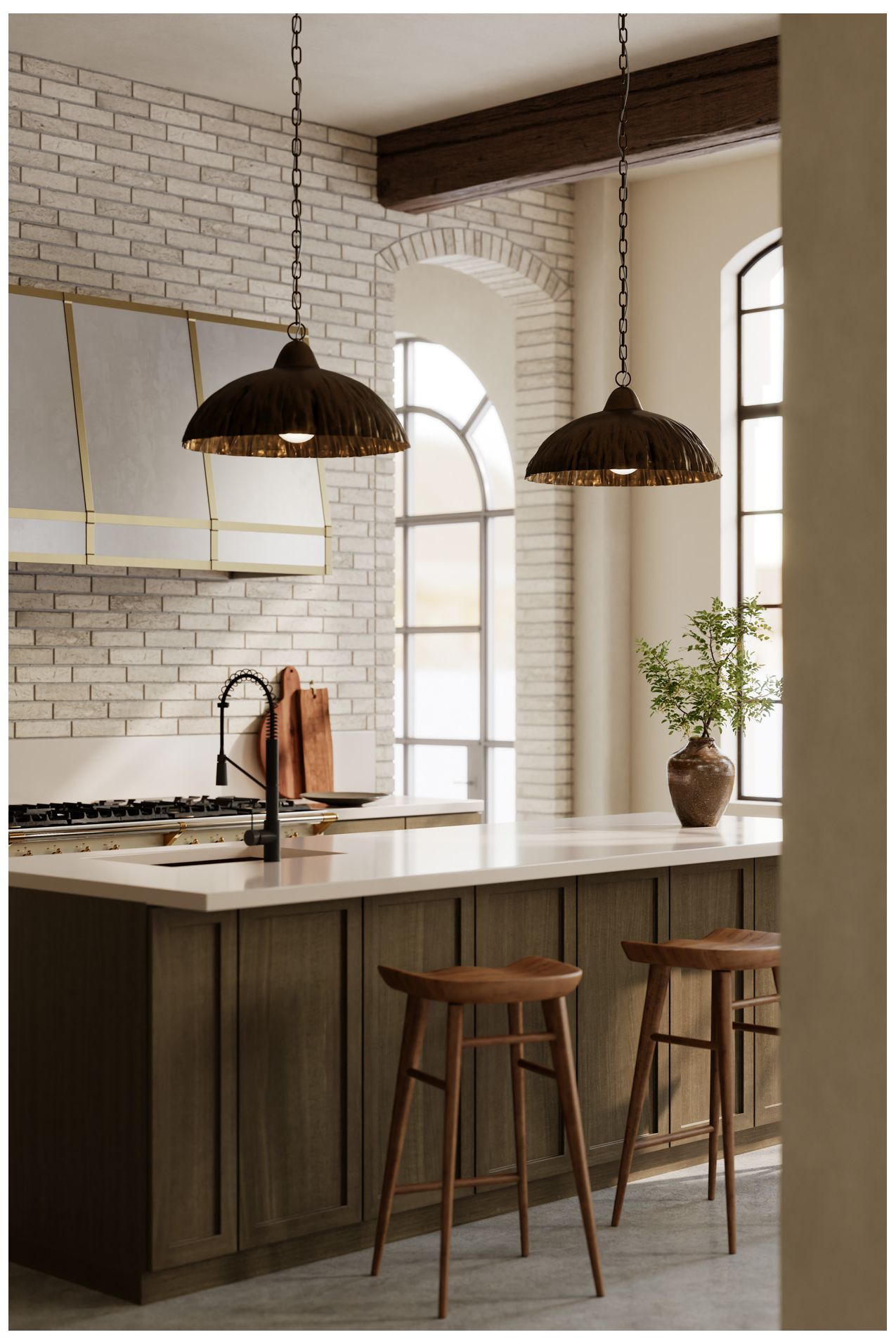 Image 2 Minka Lavery Zinnia 1-Light 24-in Antique Brass Pendant with Metal Shade more views