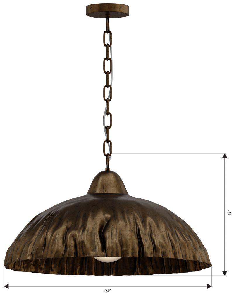 Image 7 Minka Lavery Zinnia 1-Light 24-in Antique Brass Pendant with Metal Shade more views