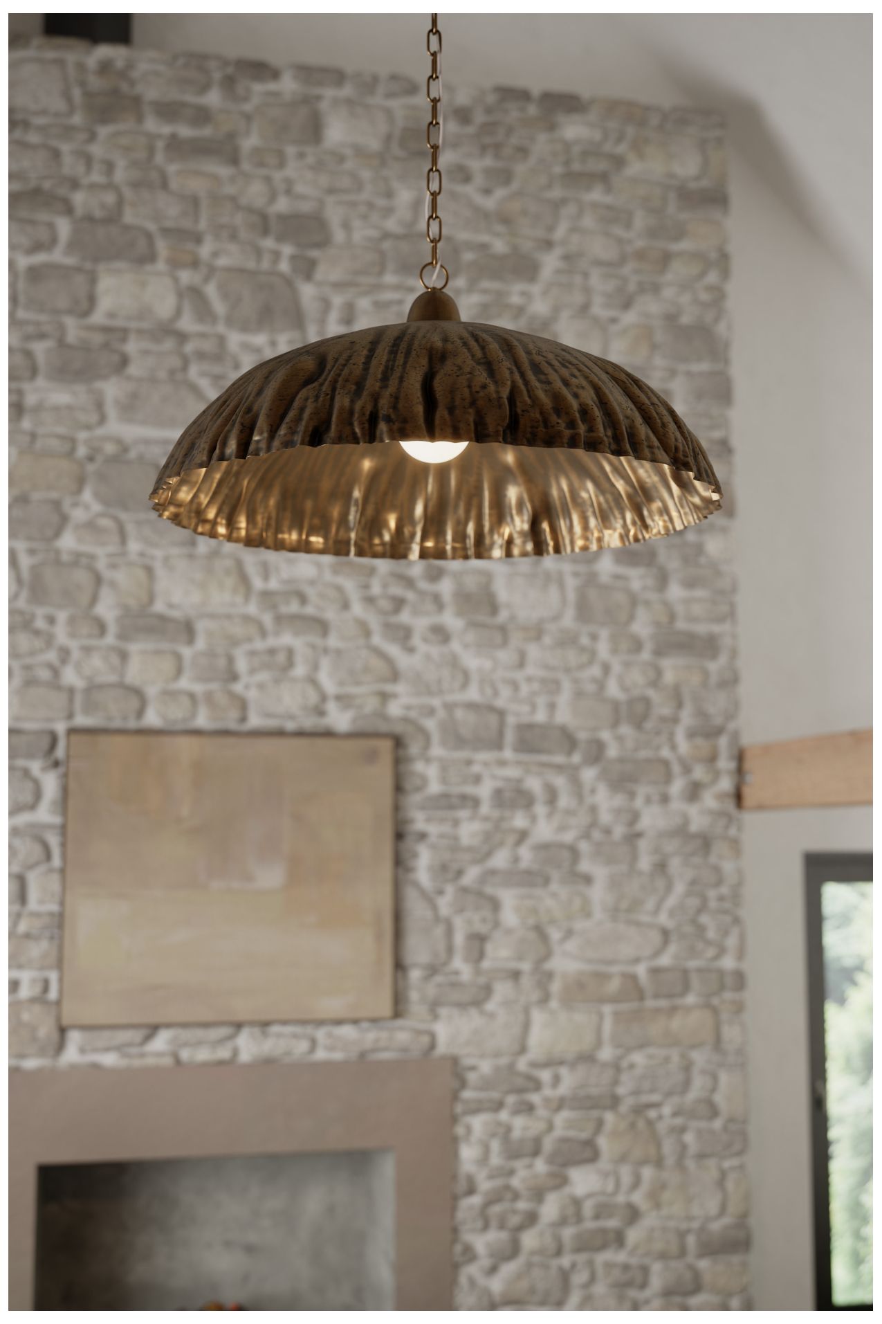 Thumbnail2 of Minka Lavery Zinnia 1-Light 36-in Antique Brass Pendant with Metal Shade more views