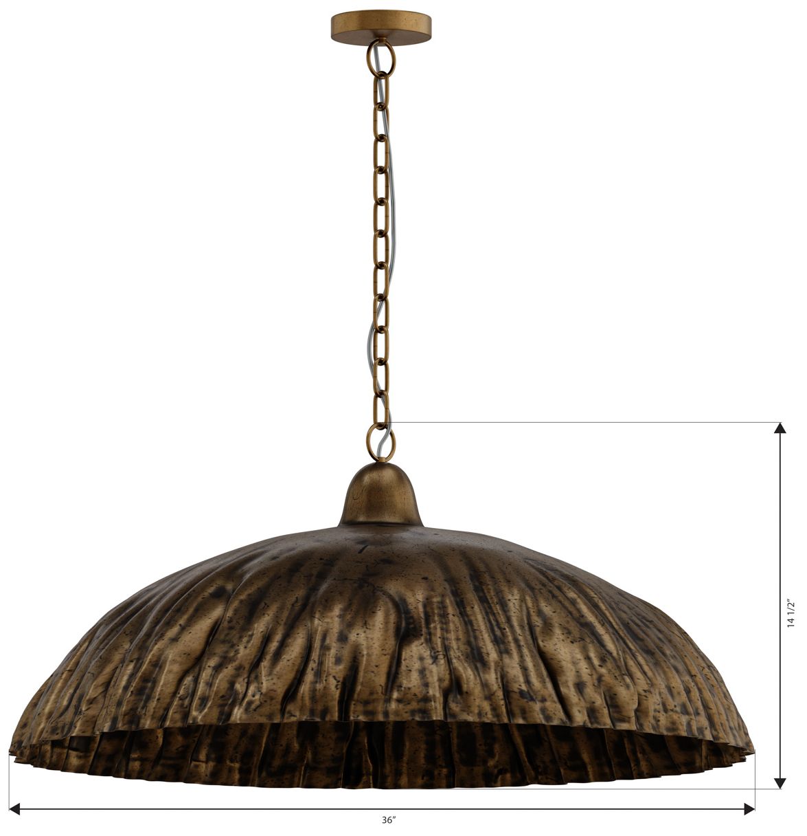 Minka Lavery Zinnia 1-Light 36-in Antique Brass Pendant with Metal Shade