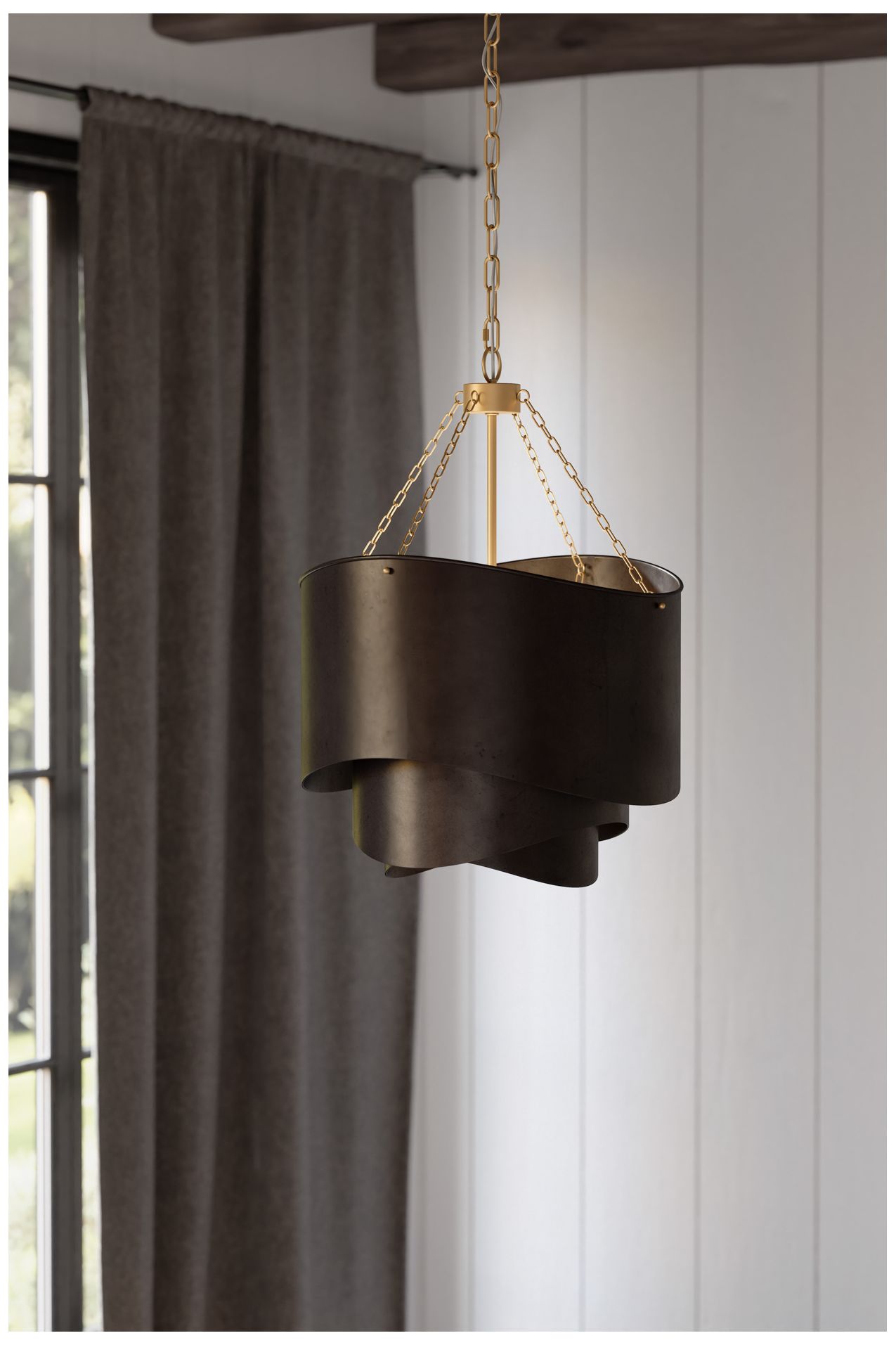 Thumbnail2 of Minka Lavery Zyra 3-Light 20-in Legacy Brass and Bronze Pendant with Shade more views