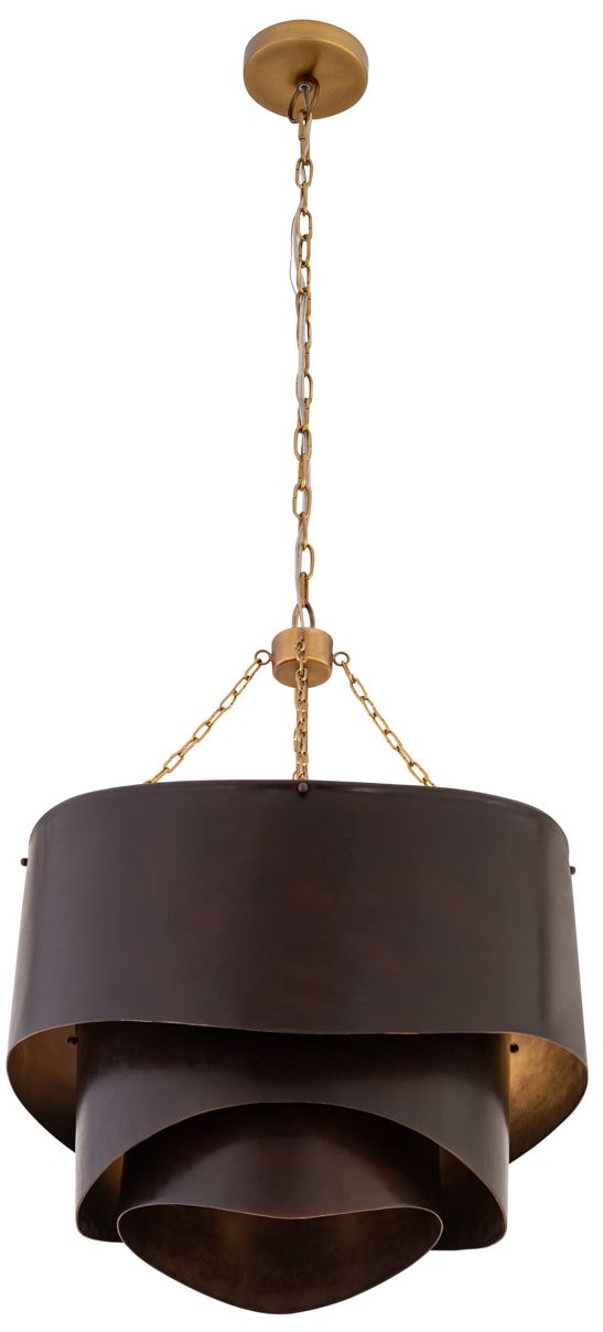 Thumbnail3 of Minka Lavery Zyra 3-Light 20-in Legacy Brass and Bronze Pendant with Shade more views