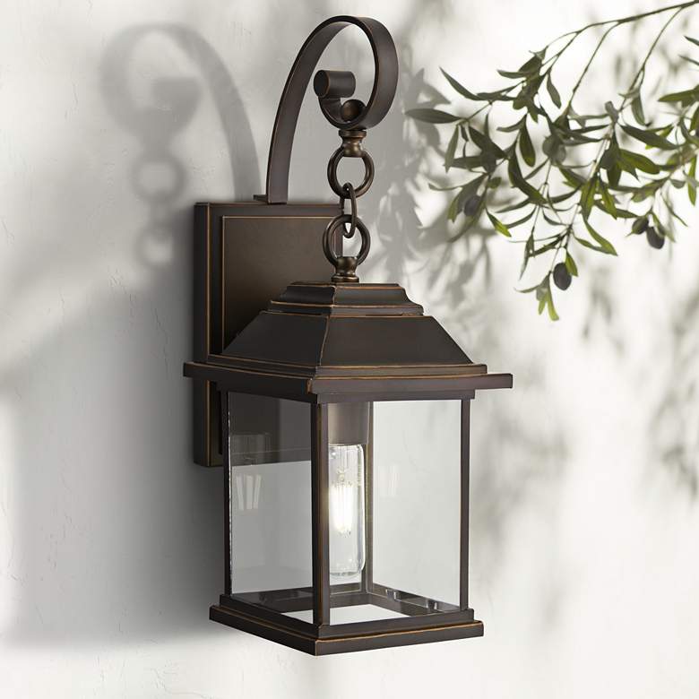 Image 1 Minka Mariner's Pointe 18" Oiled Bronze Outdoor Lantern Wall Light