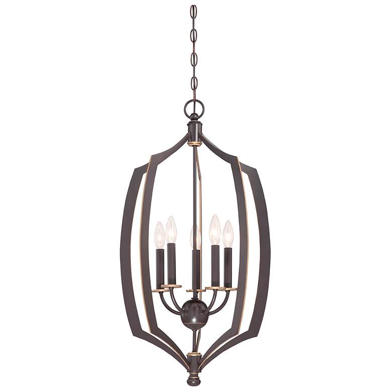 Image 2 Minka Middletown 17 inch Wide Downton Bronze 5-Light Foyer Pendant