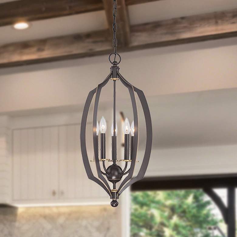 Image 1 Minka Middletown 17" Wide Downton Bronze 5-Light Foyer Pendant