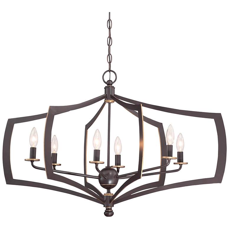 Image 2 Minka Middletown 34 inch Wide Downton Bronze 6-Light Oval Chandelier