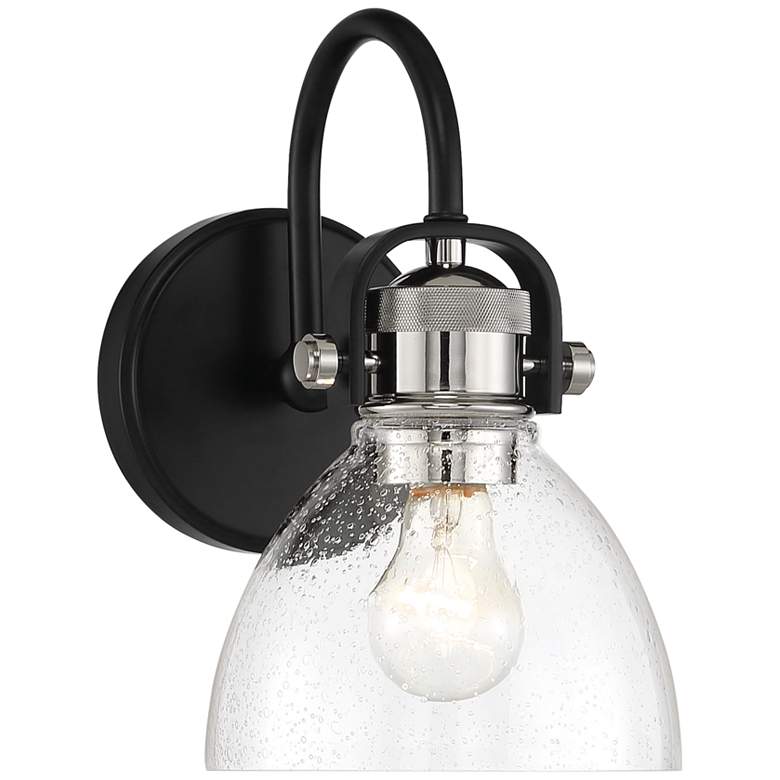 Image 1 Minka Monico 10 1/2" Matte Black and Polished Nickel Wall Sconce