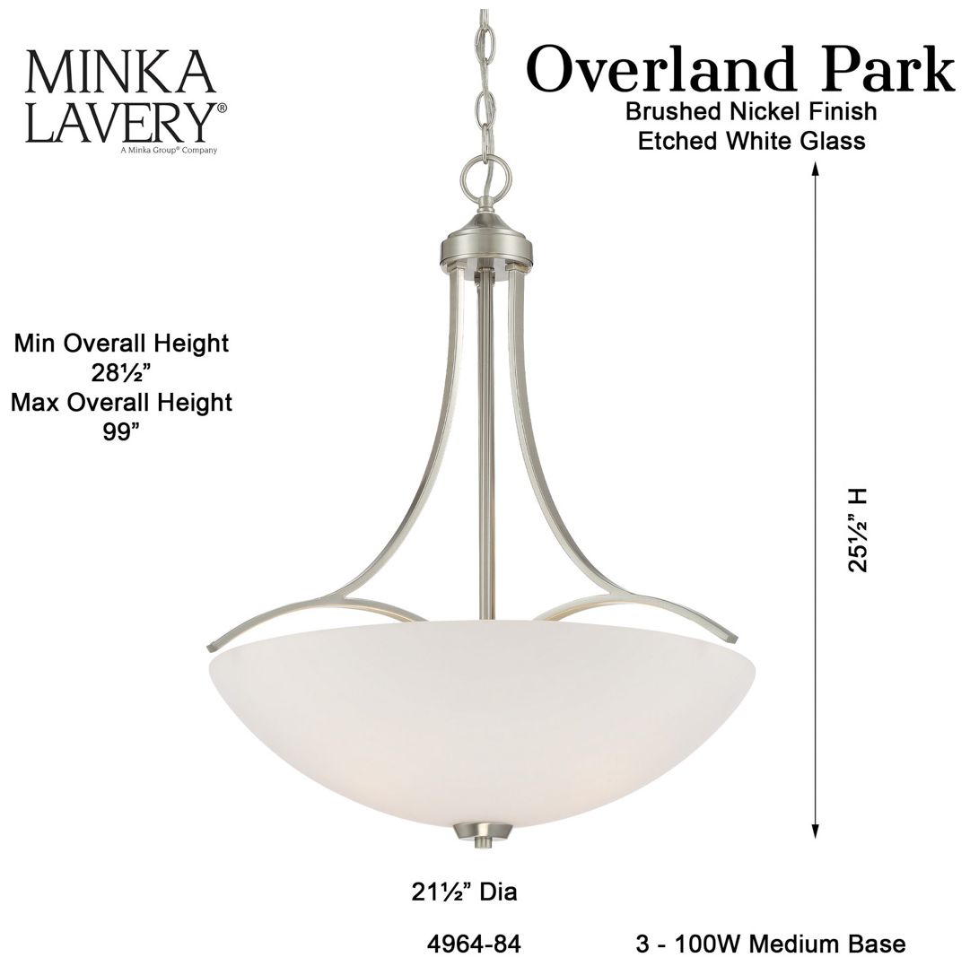 Minka Overland Park 21 1/2" Wide Brushed Nickel 3-Light Pendant