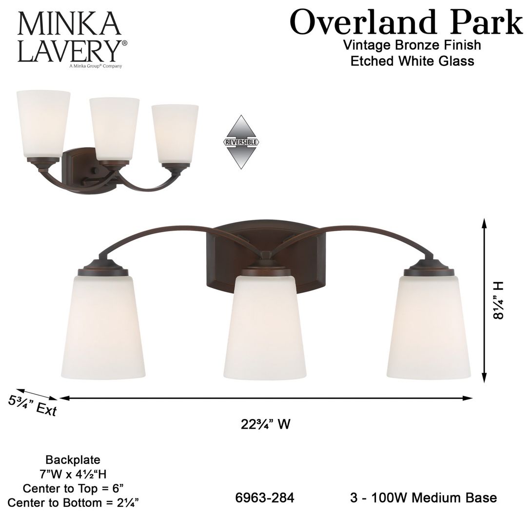 Image 7 Minka Overland Park 22 3/4" Wide Vintage Bronze 3-Light Bath Light more views