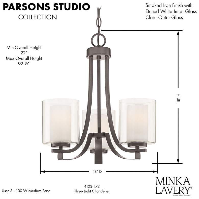 Image 7 Minka Parsons Studio 18" Wide 3-Light Smoked Iron Uplight Chandelier more views