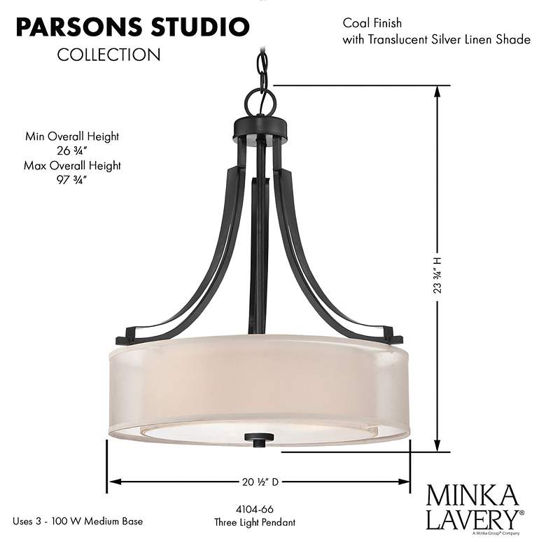 Image 4 Minka Parsons Studio 20 1/2" Wide Sand Coal Black Drum Pendant Light more views