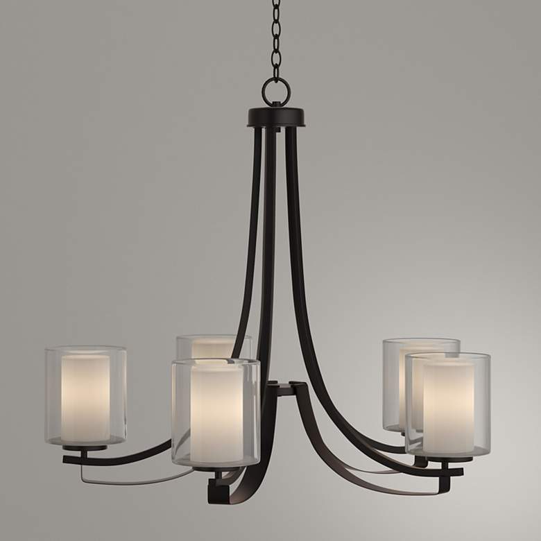 Image 1 Minka Parsons Studio 25 1/2" Wide Smoked Iron 5-Light Chandelier
