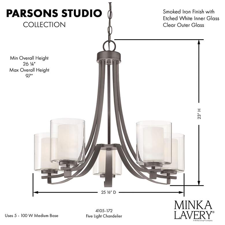 Image 7 Minka Parsons Studio 25 1/2" Wide Smoked Iron 5-Light Chandelier more views