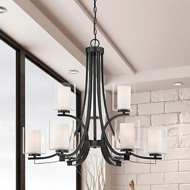 Image 1 Minka Parsons Studio 31 1/2" Wide Sand Coal Black 9-Light Chandelier
