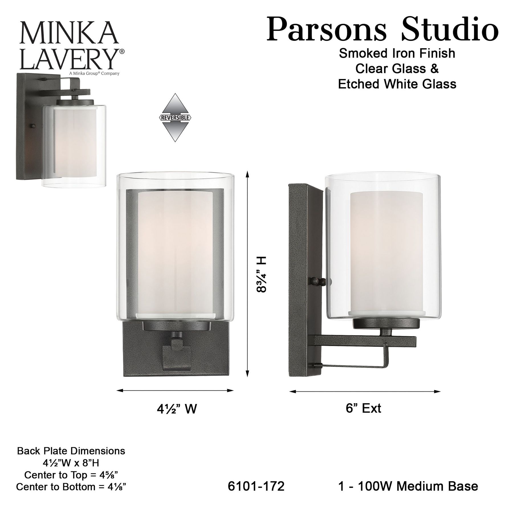 Minka Parsons Studio 8 3/4" High Smoked Iron Wall Sconce