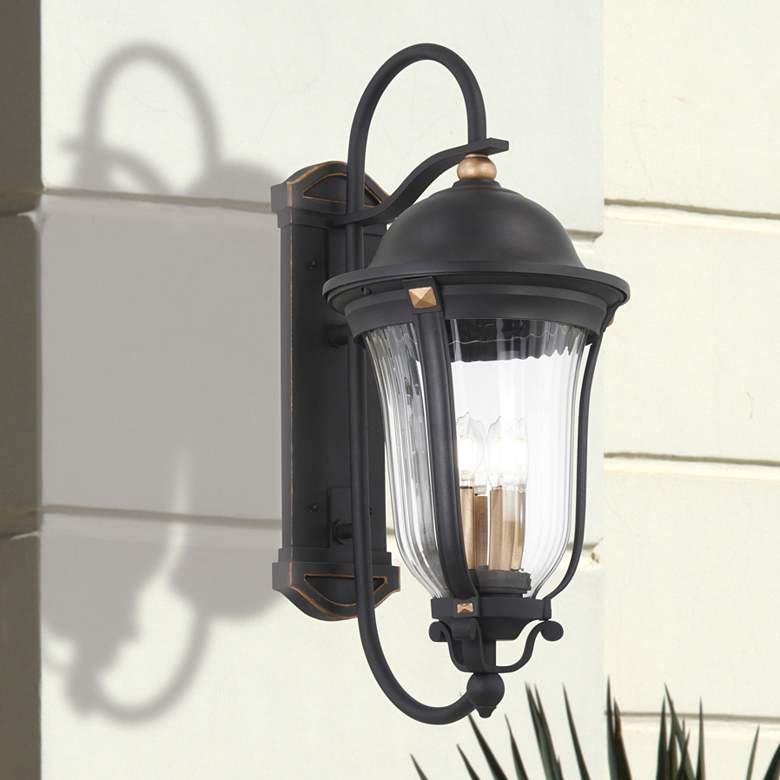 Image 6 Minka Peale Street 21 3/4" Sand Coal and Gold Outdoor Wall Light more views