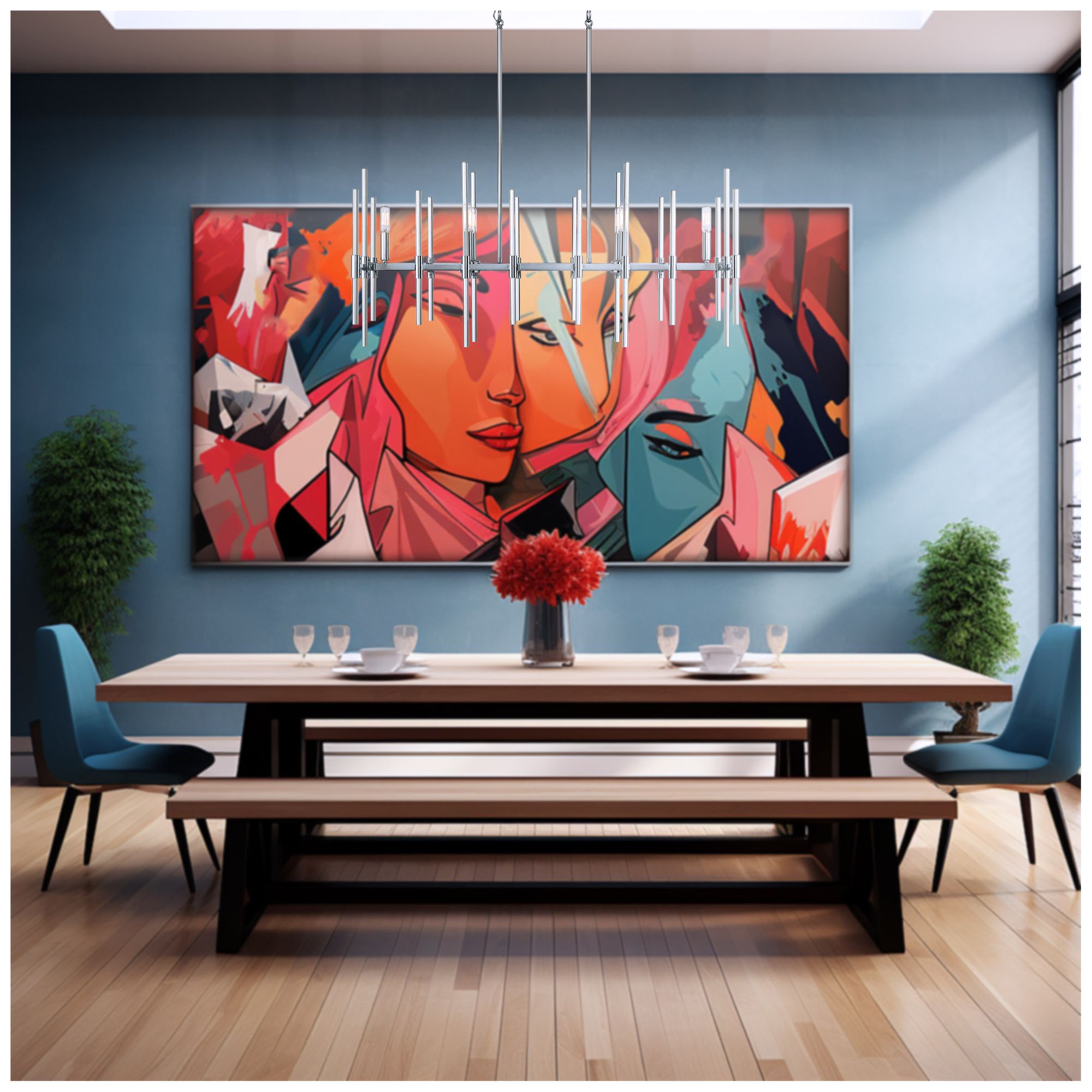 Image 3 Minka Pillar 38 1/4" Wide Chrome 6-Light Modern Island Chandelier more views