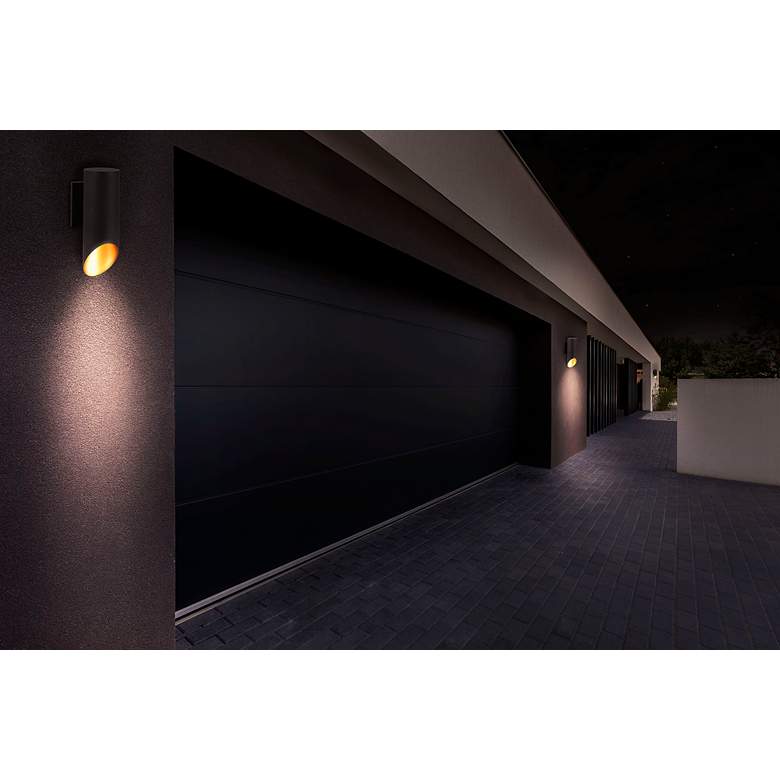 Image 4 Minka Pineview Slope 12 1/2" High Black and Gold Outdoor Wall Light more views