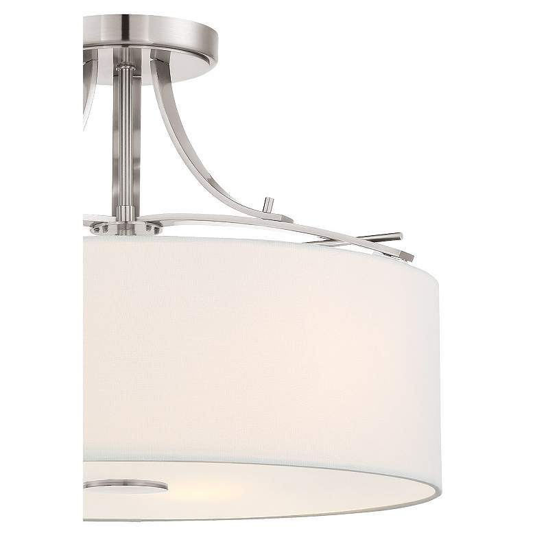 Image 3 Minka Poleis 16 1/2" Wide Brushed Nickel Semi Flush Drum Ceiling Light more views