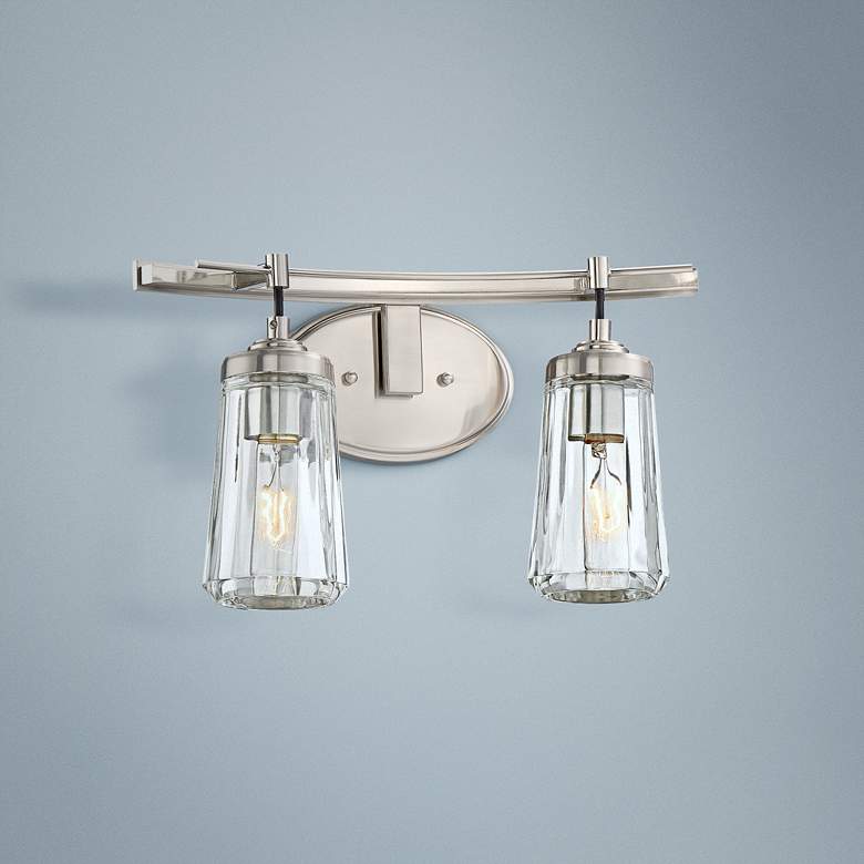 Image 1 Minka Poleis 16" Wide Brushed Nickel 2-Light Bath Light