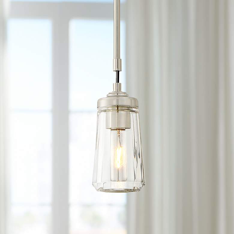 Image 1 Minka Poleis 3 3/4" Wide Brushed Nickel Mini Pendant Light