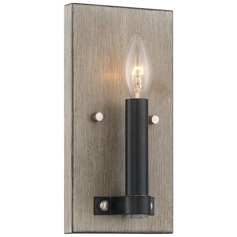 Image 1 Minka Rawson Ridge 5" Wide Aged Silverwood and Coal Wall Light